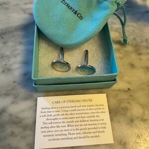 Tiffany & Co. Engine-turned Oval Cuff Links in Sterling Silver